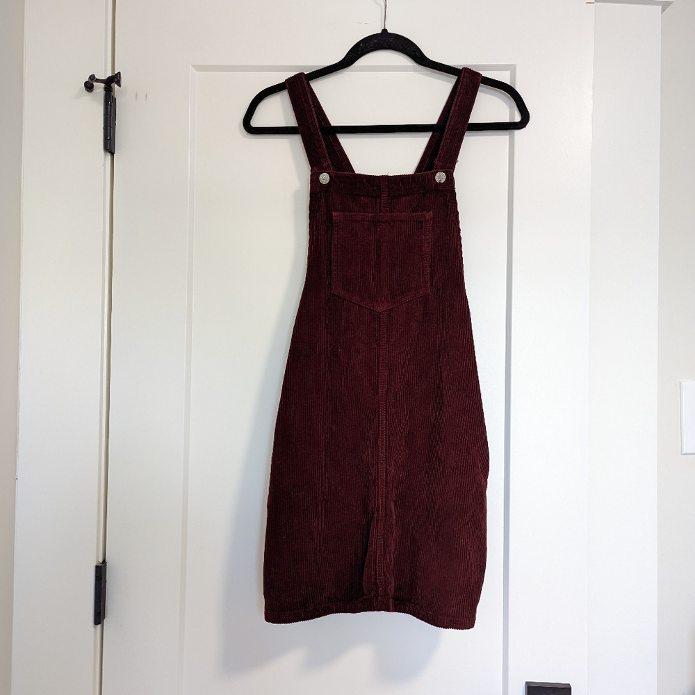 Topshop cord mini pinafore dress in red